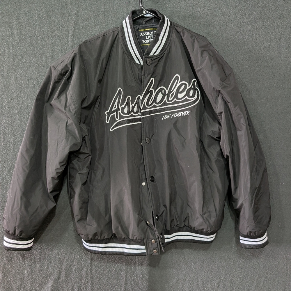 A**Holes Live Forever Black Bomber Jacket - Men's Size XL